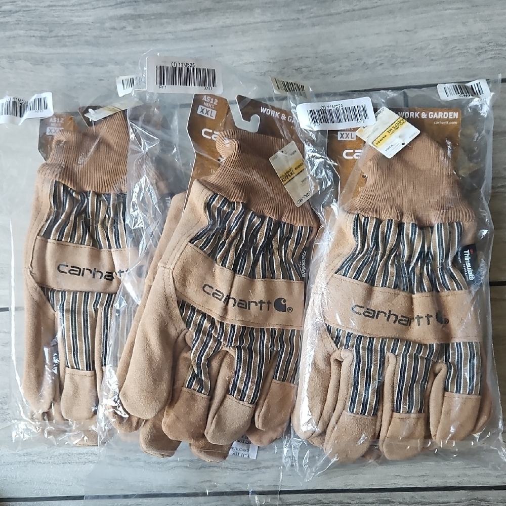 Carhartt Striped Tan and Brown Gloves